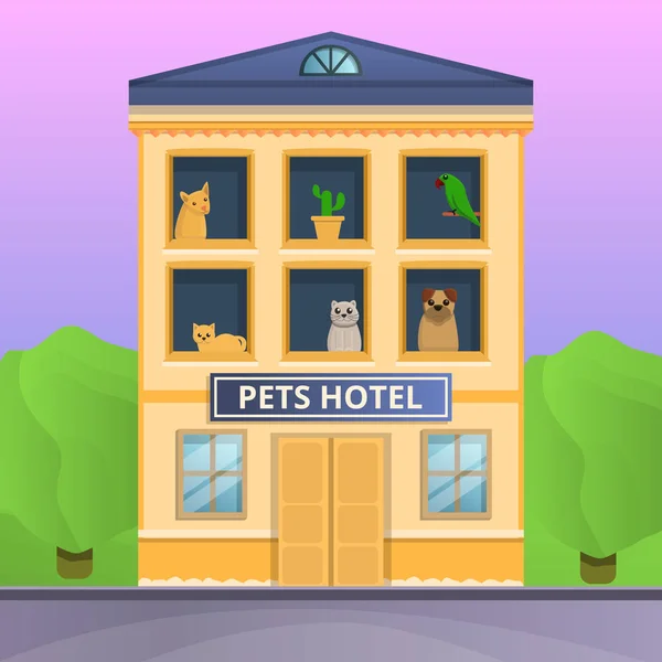 Mascotas hotel concepto bandera, estilo de dibujos animados — Vector de stock