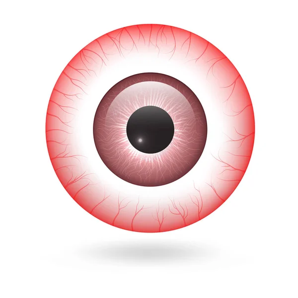 Icona del bulbo oculare rosso, stile realistico — Vettoriale Stock