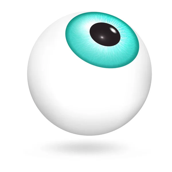 Icona del bulbo oculare verde, stile realistico — Vettoriale Stock
