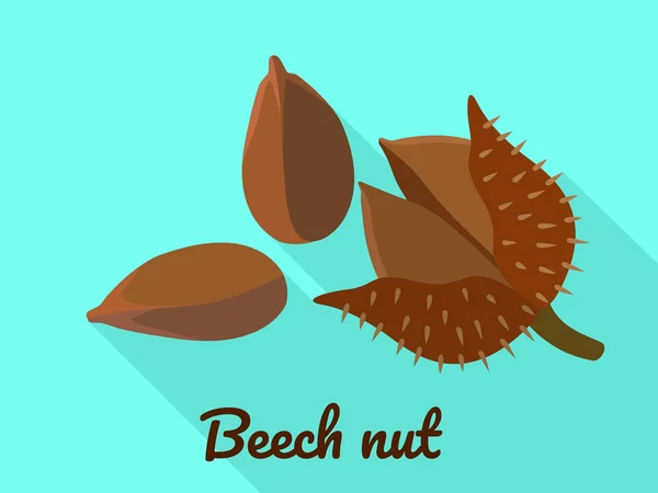 Beech nut ikon, platt stil — Stock vektor