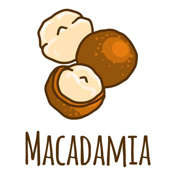 Icono de Macadamia, estilo dibujado a mano — Vector de stock