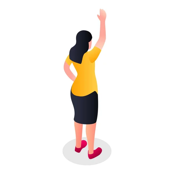 Femme main vers le haut icône, style isométrique — Image vectorielle