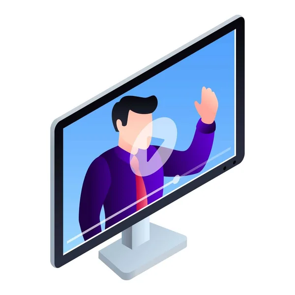 Monitor online webinar icon, isometric style — Stock Vector