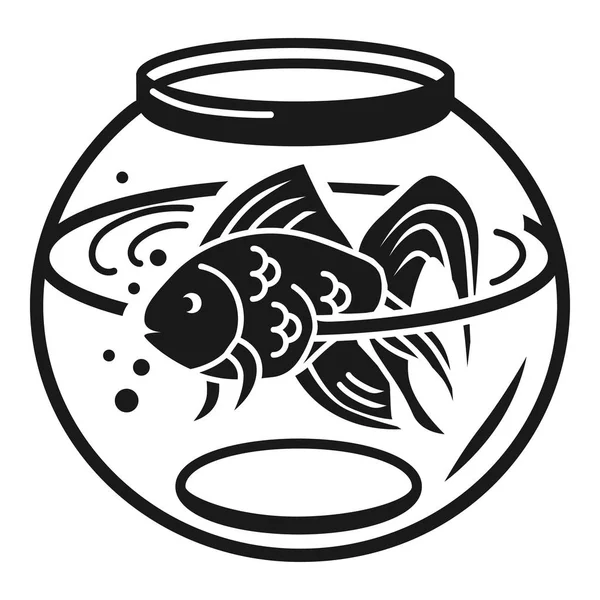 Pez dorado en el icono del acuario, estilo simple — Vector de stock