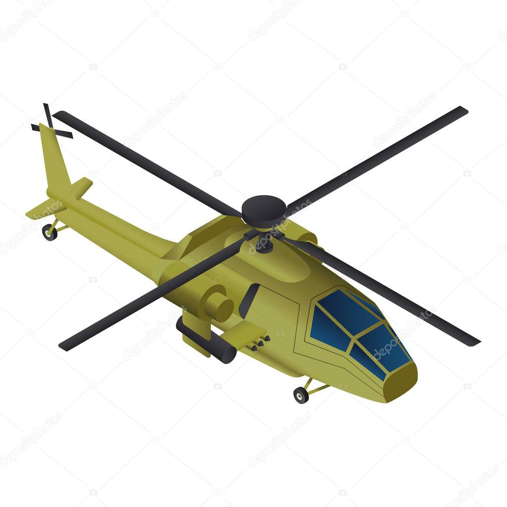 Fight helicopter icon, isometric style