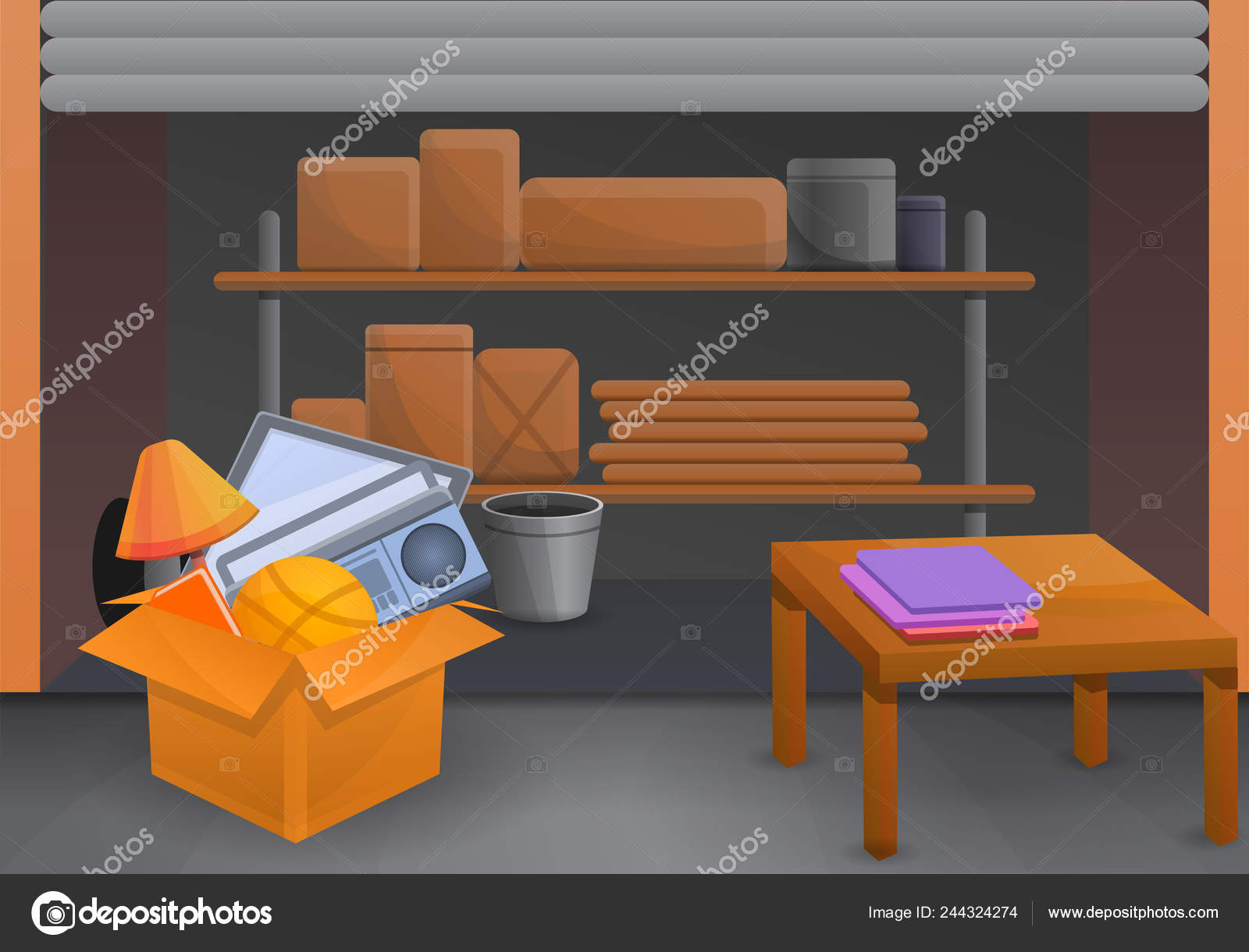 Home Garage Sale Concept Background Cartoon Style Stock Vector