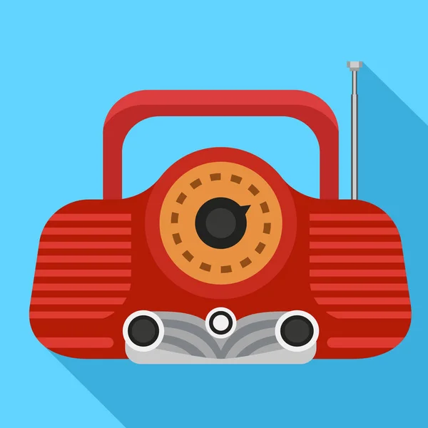 Red radio icon, flat style — Stock Vector