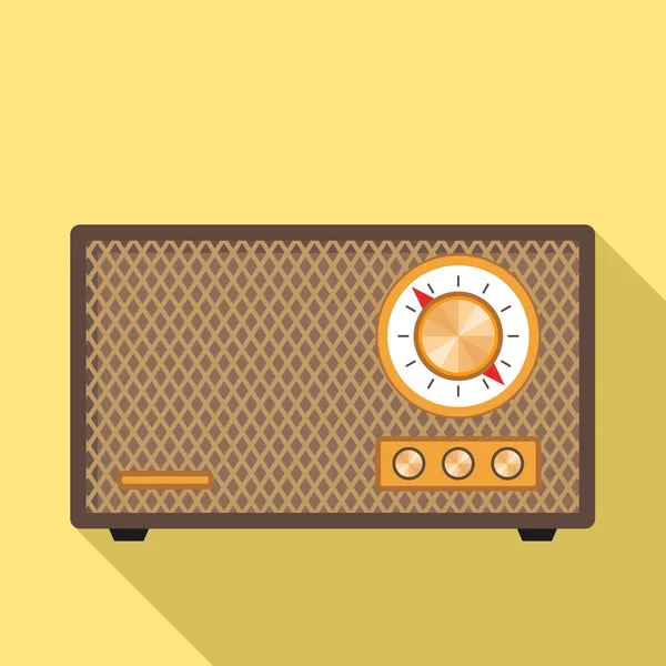 Retro radio icon, flat style — Stock Vector