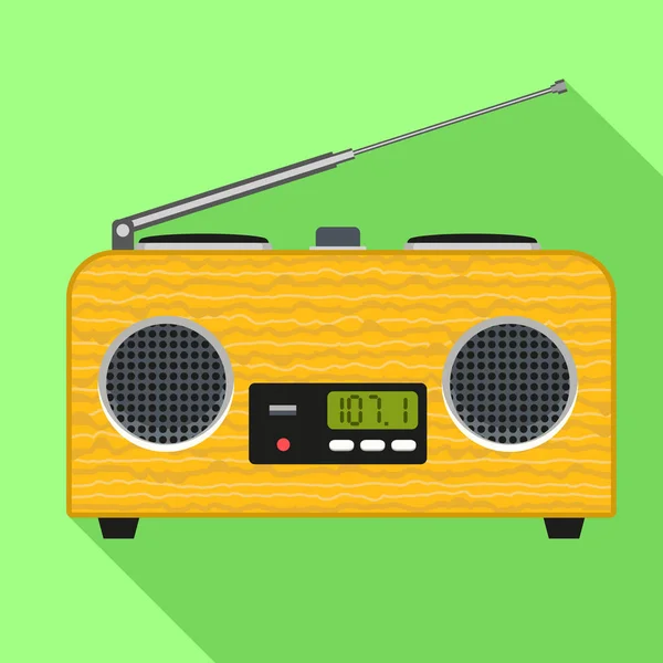 Yellow speaker radio icon, flat style — Stock Vector