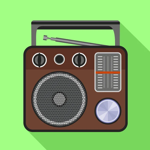 Portable speaker radio icon, flat style — Stock Vector