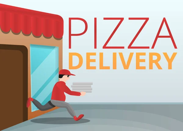 Pizza consegna banner concetto, stile cartone animato — Vettoriale Stock