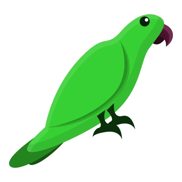 Зеленый попугай икона, мультяшный стиль — стоковый вектор