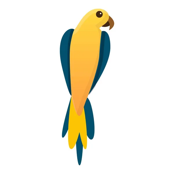 Сине-желтый значок попугая, в стиле мультфильма — стоковый вектор