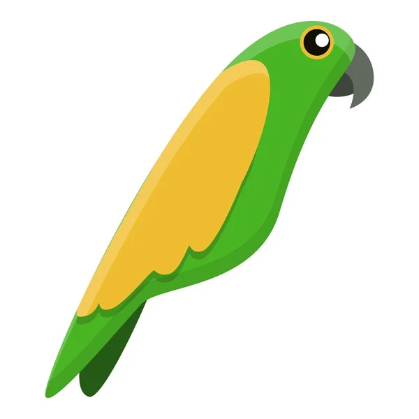 Icône perroquet vert jaune, style dessin animé — Image vectorielle