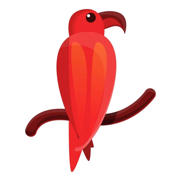 Икона красного попугая, мультяшный стиль — стоковый вектор
