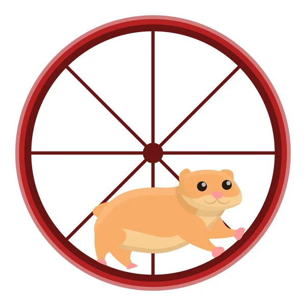 Hamster i hjul ikon, tecknad stil — Stock vektor