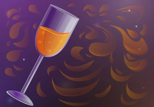 Ein Glas Champagner im Cartoon-Stil — Stockvektor