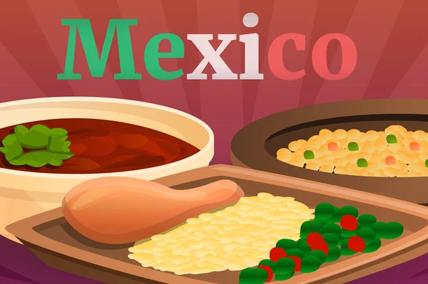 Mexican food concept banner, cartoon style