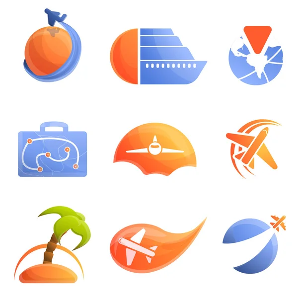 Agency travel logo set, cartoon style