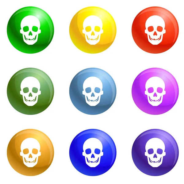 Cráneo iconos conjunto vector — Vector de stock