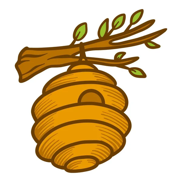 Árbol icono de la colmena, estilo dibujado a mano — Vector de stock