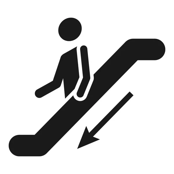 Icono de escalera mecánica abajo, estilo simple — Archivo Imágenes Vectoriales