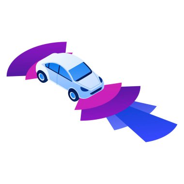 Driverless car icon, isometric style clipart