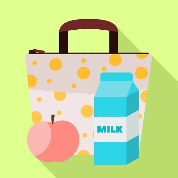 Lunch bag milk icon, flat style — Stock Vector