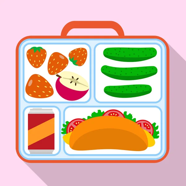 Ícone do saco do recipiente de almoço, estilo plano — Vetor de Stock