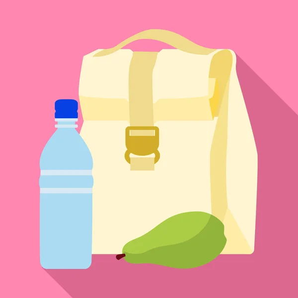 Lunch rugzak pictogram, vlakke stijl — Stockvector