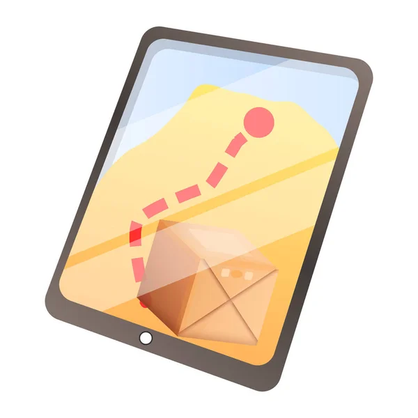Parcel online tracking icon, cartoon style