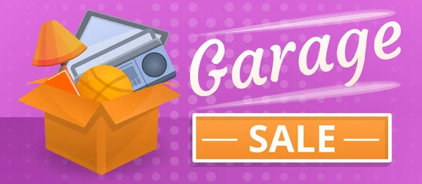 Final garage sale concept banner, cartoon style