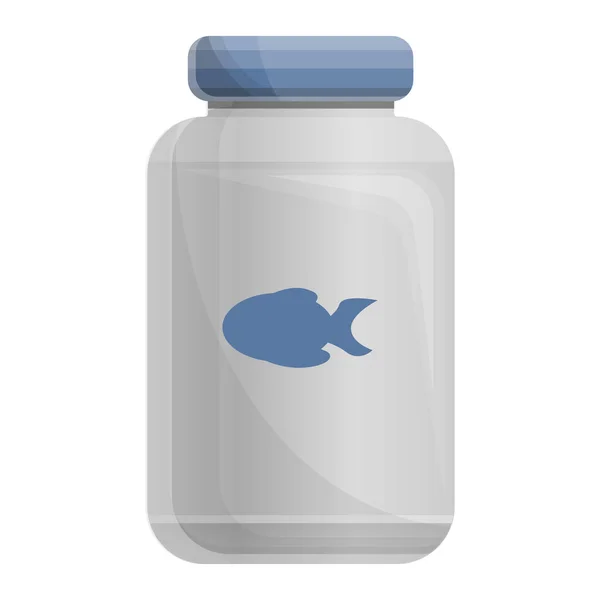鱼食品罐图标, 卡通风格 — 图库矢量图片