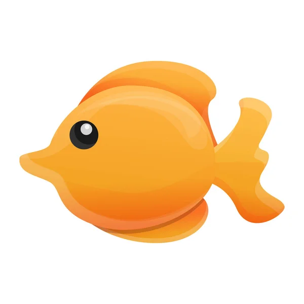 Gold aquarium fish icon, cartoon style — Stock Vector