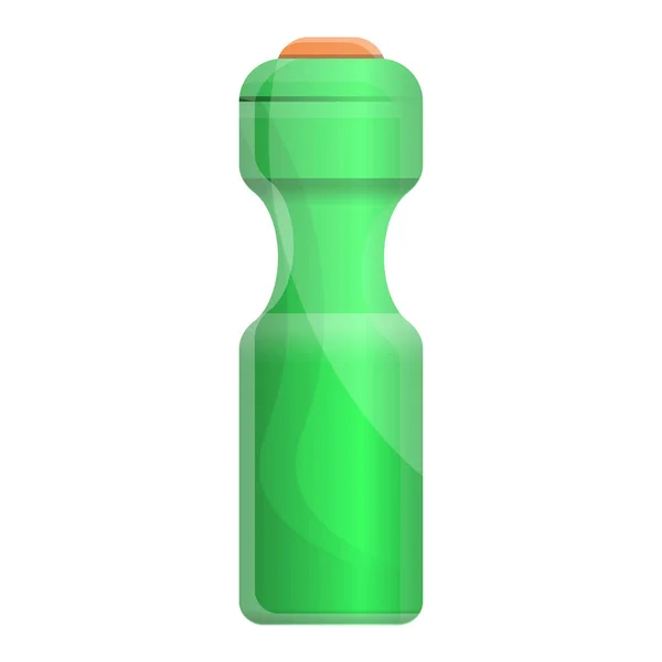 Groene wasmiddel fles pictogram, cartoon stijl — Stockvector