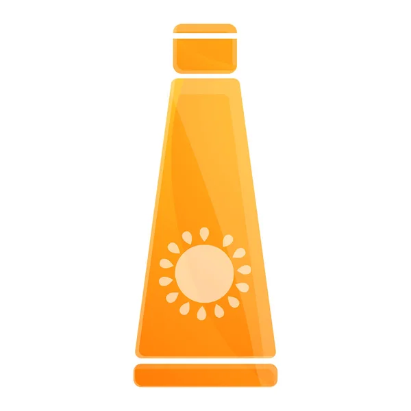 Icono de tubo crema bloqueador solar, estilo de dibujos animados — Vector de stock