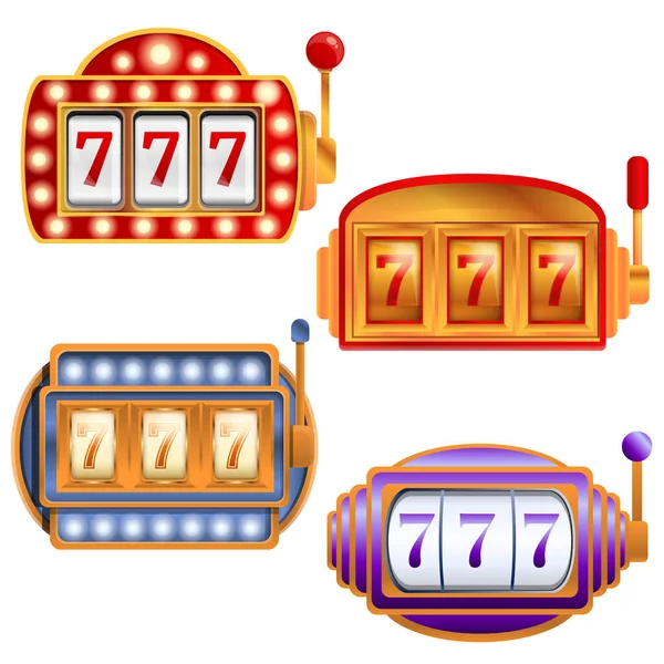 Slot machine icons set, cartoon style — Stock Vector