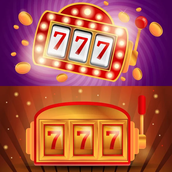 Casino slot machine banner set, cartoon stijl — Stockvector