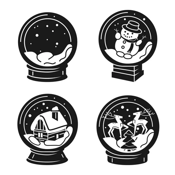 Conjunto de iconos de bola de nieve, estilo simple — Archivo Imágenes Vectoriales