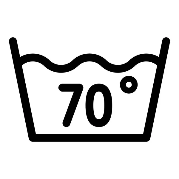 Wassen op 70 graden of balg pictogram, Kaderstijl — Stockvector