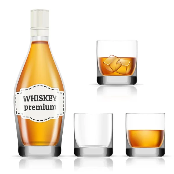 Conjunto de iconos de whisky, estilo realista — Vector de stock