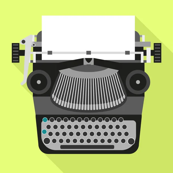 Icona nera della macchina da scrivere, stile piatto — Vettoriale Stock