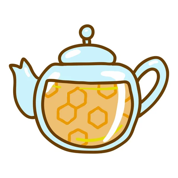 Honey tea pot icon, hand drawn style — Stock Vector