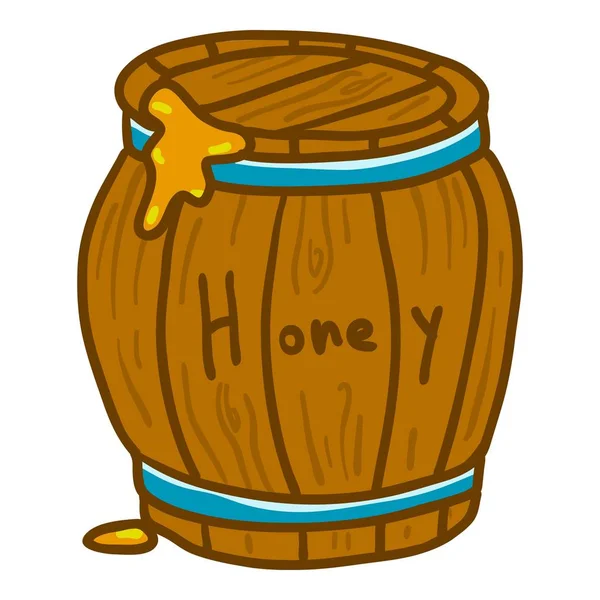 Madera icono barril de miel, estilo dibujado a mano — Archivo Imágenes Vectoriales