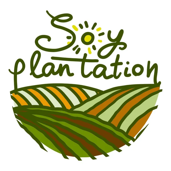 Soy plantation icon, hand drawn style — Stock Vector