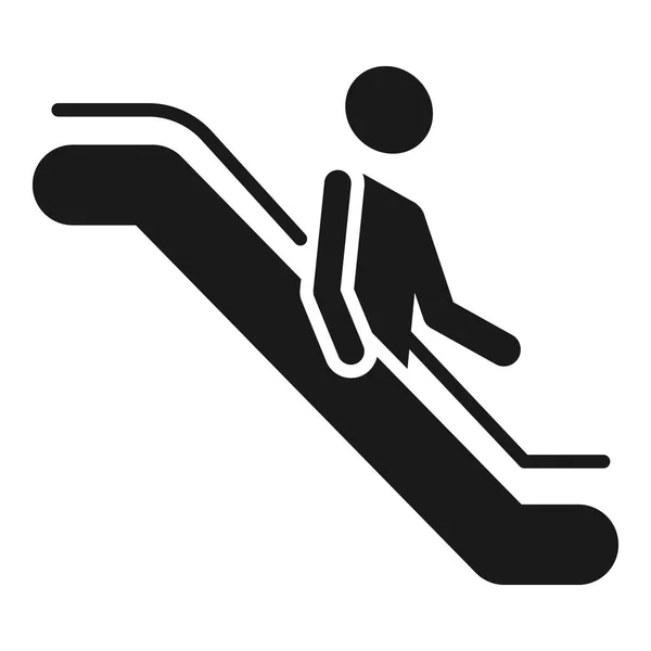 Man goes down the escalator icon, simple style — Stock Vector