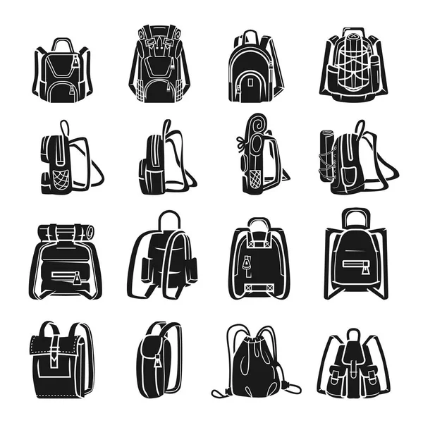 Conjunto de ícones de mochila, estilo simples — Vetor de Stock