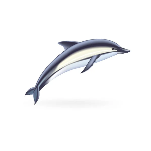 Icona delfino, stile realistico — Vettoriale Stock