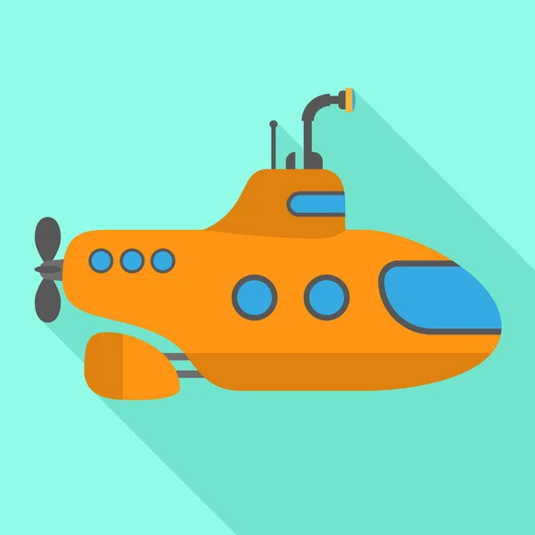 Submarine icon, flat style — Stock Vector