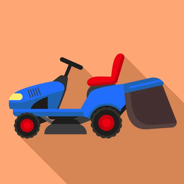 Ev çim kesici traktör simgesi, düz stil — Stok Vektör